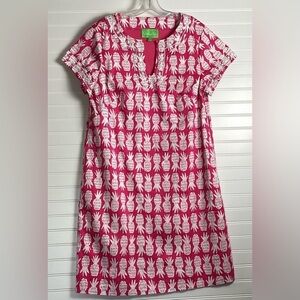 Pappagallo Pink& white Short Sleeve high
Midi Dress Barbiecore feminine size 16